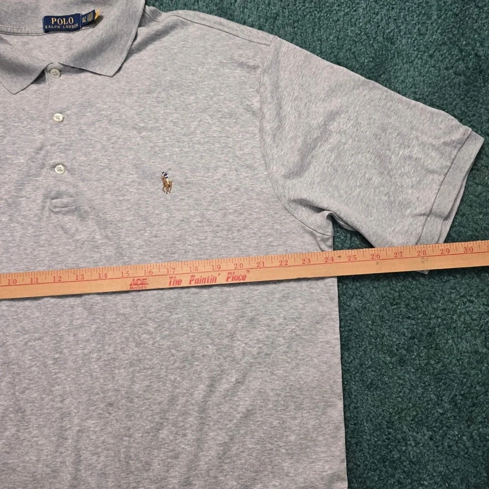 Polo Ralph Lauren Mens XLT Heather Gray Short Sleeve Pony Logo‎ Polo Shirt Tall